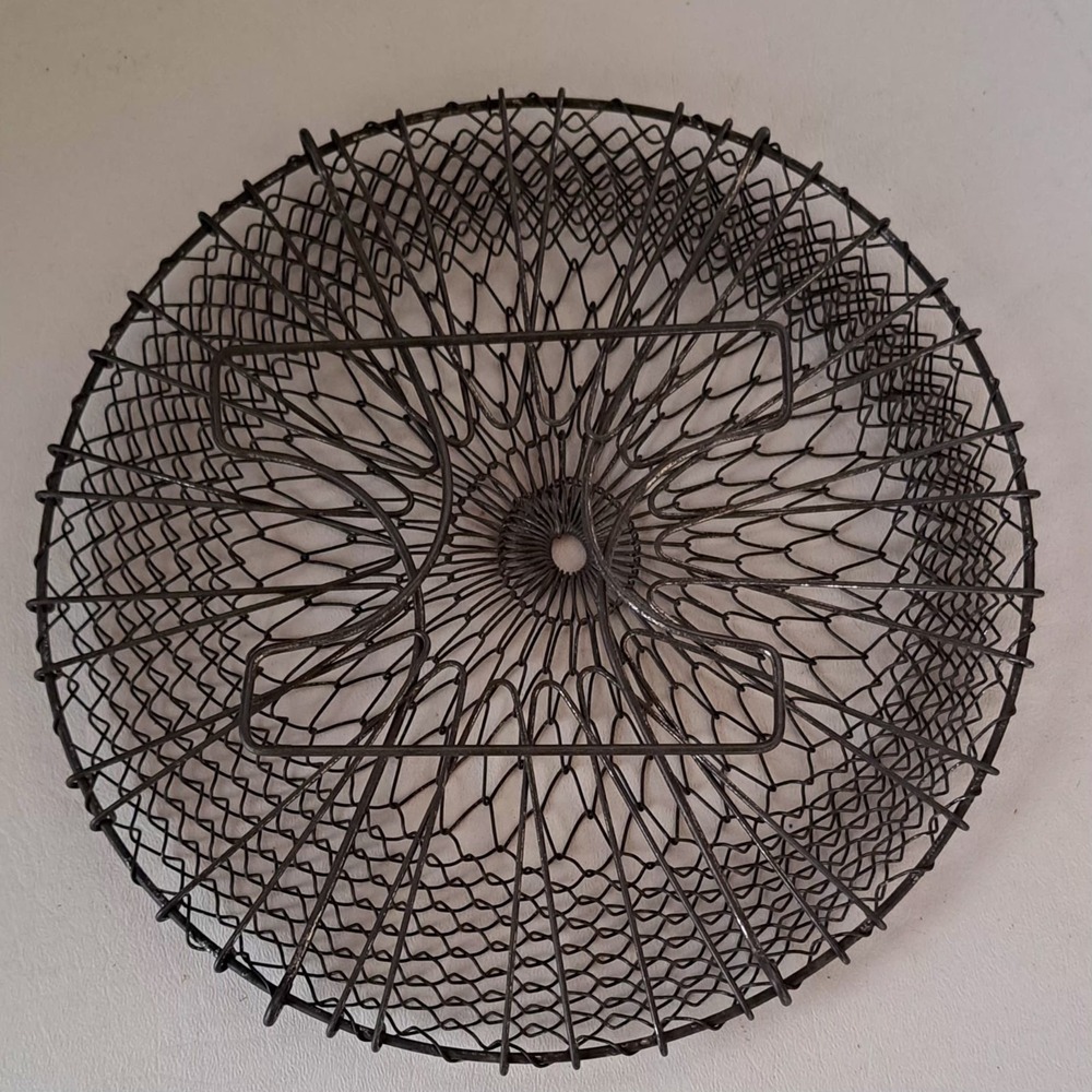 Antique French Collapsible Wire Egg Basket w/Handles